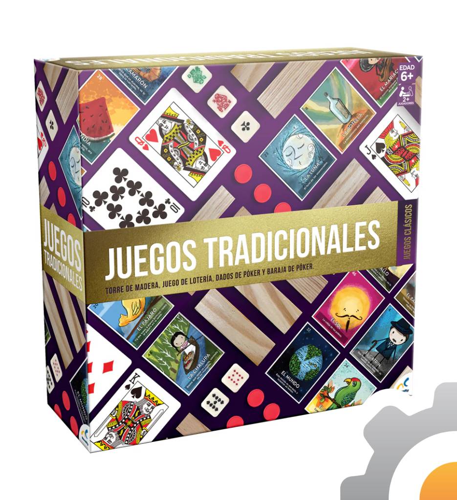 Set de 3 juegos en 1: torre de madera, lotería y baraja, Novelty