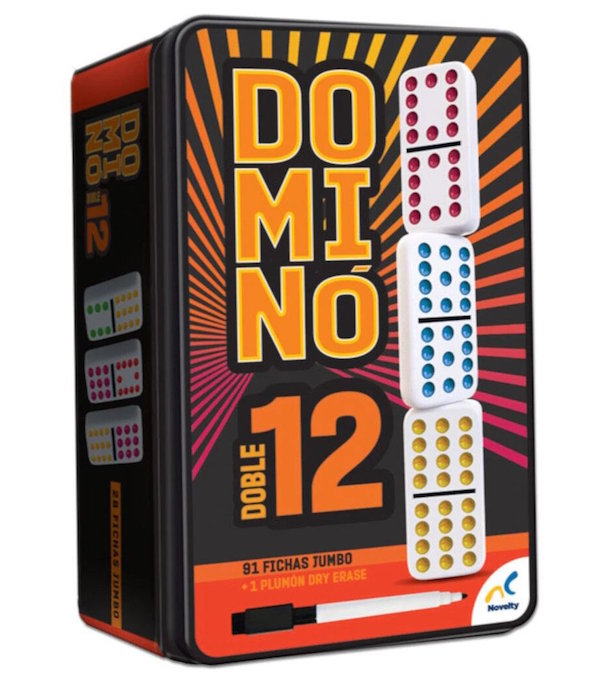 Dominó Doble 12 caja metálica, Novelty